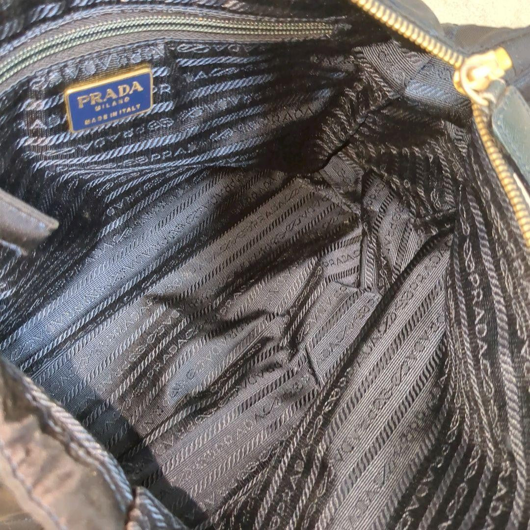 PRADA Shoulder Bag Purse Logo Nylon Navy Authentic