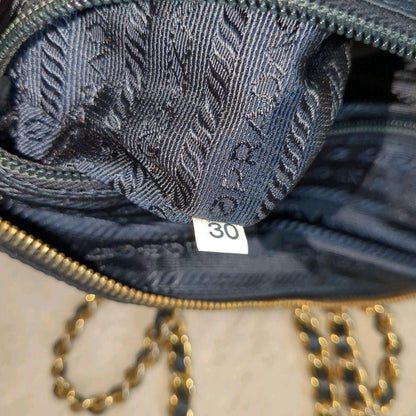 PRADA Shoulder Bag Purse Logo Nylon Navy Authentic