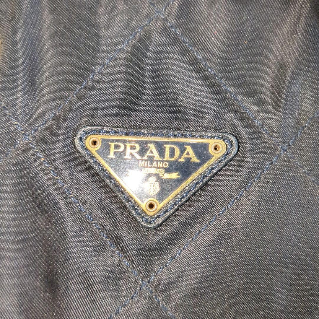 PRADA Shoulder Bag Purse Logo Nylon Navy Authentic