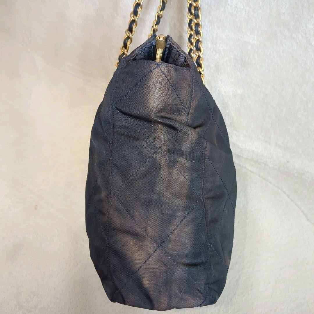 PRADA Shoulder Bag Purse Logo Nylon Navy Authentic