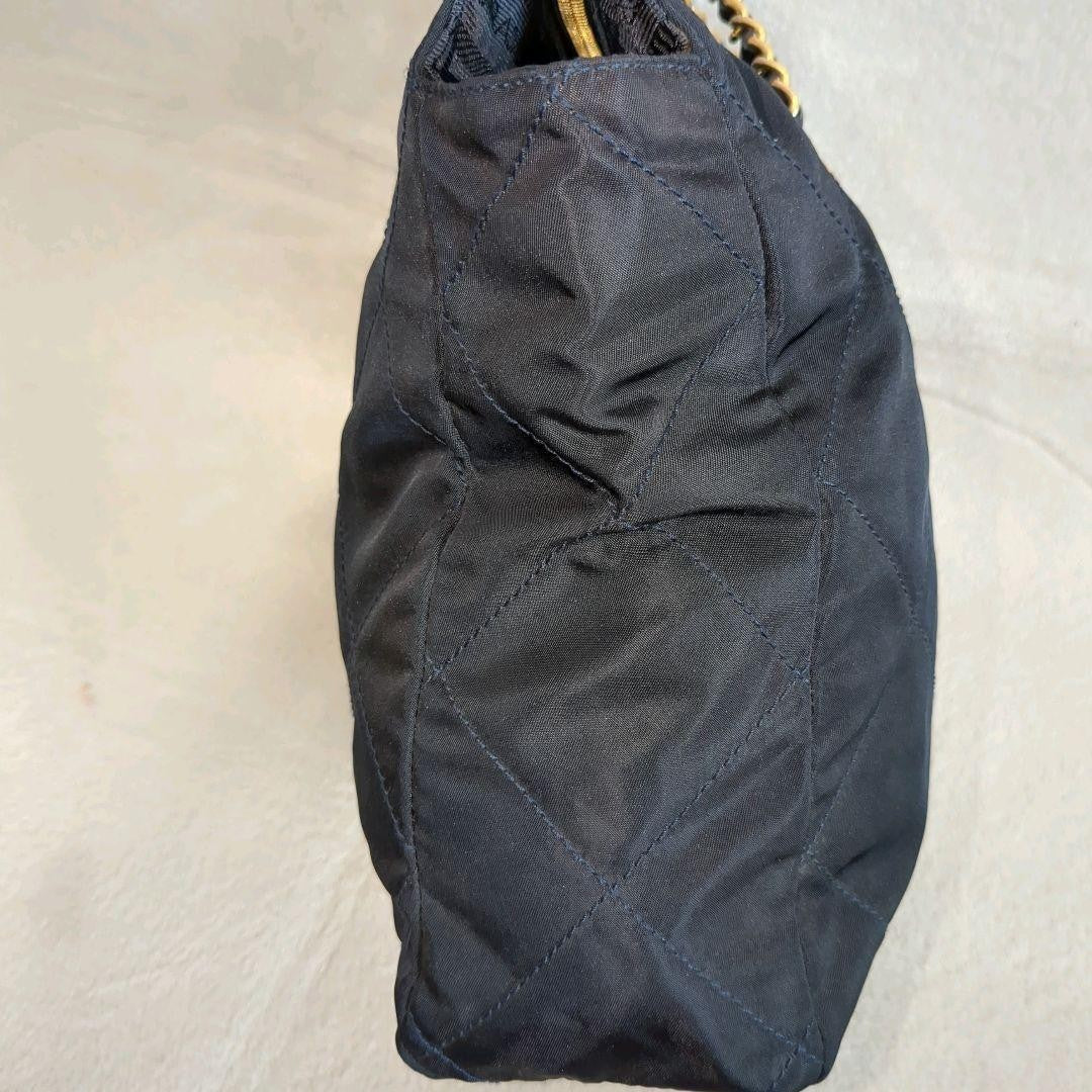 PRADA Shoulder Bag Purse Logo Nylon Navy Authentic