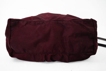 PRADA Hand Shoulder Bag Tote Purse 2way Nylon Leather Wine Red Authentic