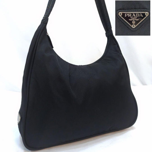 PRADA Shoulder Bag Purse Logo Nylon Black Authentic