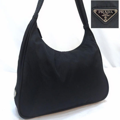PRADA Shoulder Bag Purse Logo Nylon Black Authentic