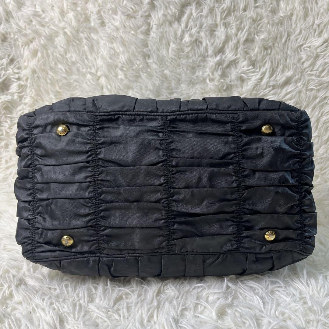 PRADA Hand Shoulder Bag Tote Purse 2way Nylon Leather Black Authentic