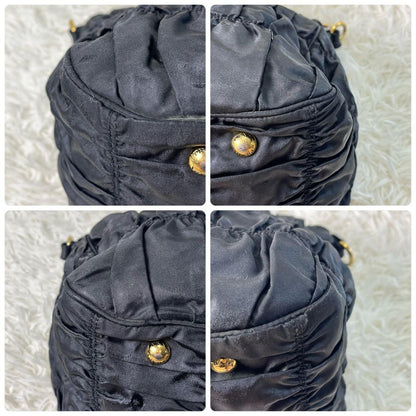 PRADA Hand Shoulder Bag Tote Purse 2way Nylon Leather Black Authentic
