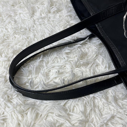 PRADA Hand Bag Tote Purse Nylon Leather Black Authentic