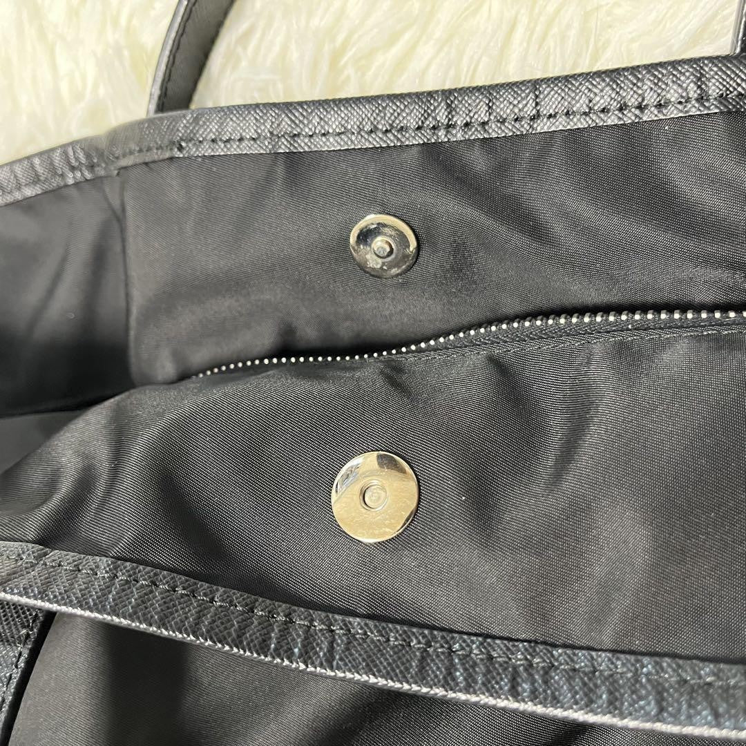 PRADA Hand Bag Tote Purse Nylon Leather Black Authentic