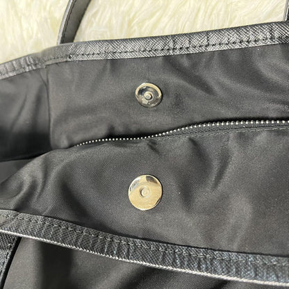 PRADA Hand Bag Tote Purse Nylon Leather Black Authentic