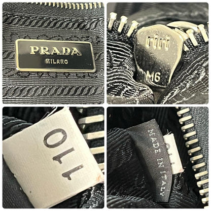 PRADA Hand Bag Tote Purse Nylon Leather Black Authentic