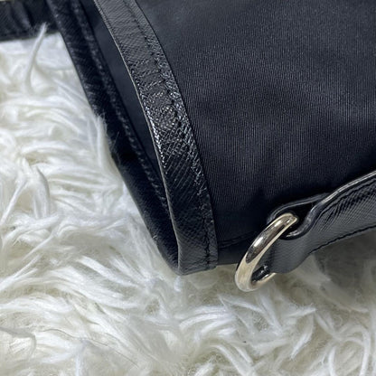 PRADA Hand Bag Tote Purse Nylon Leather Black Authentic