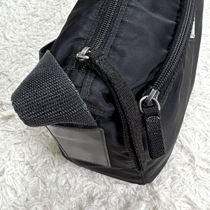 PRADA Shoulder Camera Bag Purse Logo Nylon Leather Black Authentic