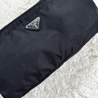 PRADA Shoulder Camera Bag Purse Logo Nylon Leather Black Authentic