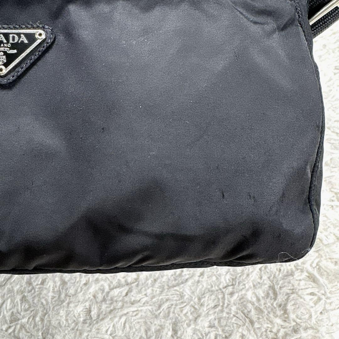 PRADA Shoulder Camera Bag Purse Logo Nylon Leather Black Authentic