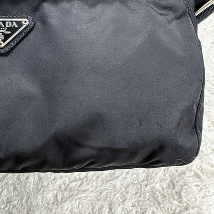PRADA Shoulder Camera Bag Purse Logo Nylon Leather Black Authentic