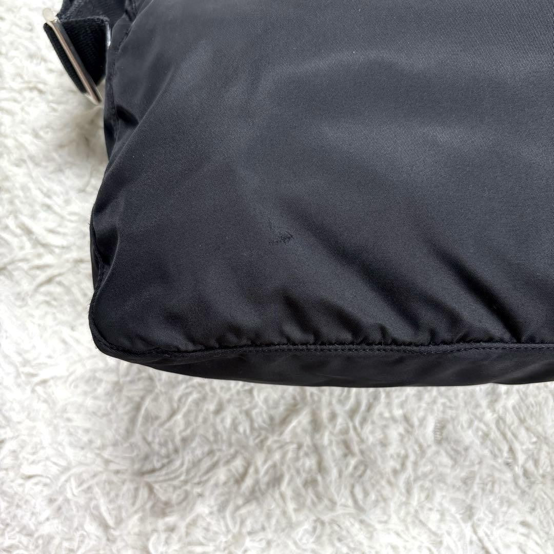PRADA Shoulder Camera Bag Purse Logo Nylon Leather Black Authentic