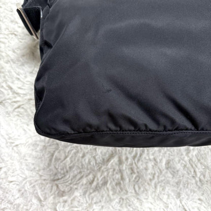 PRADA Shoulder Camera Bag Purse Logo Nylon Leather Black Authentic