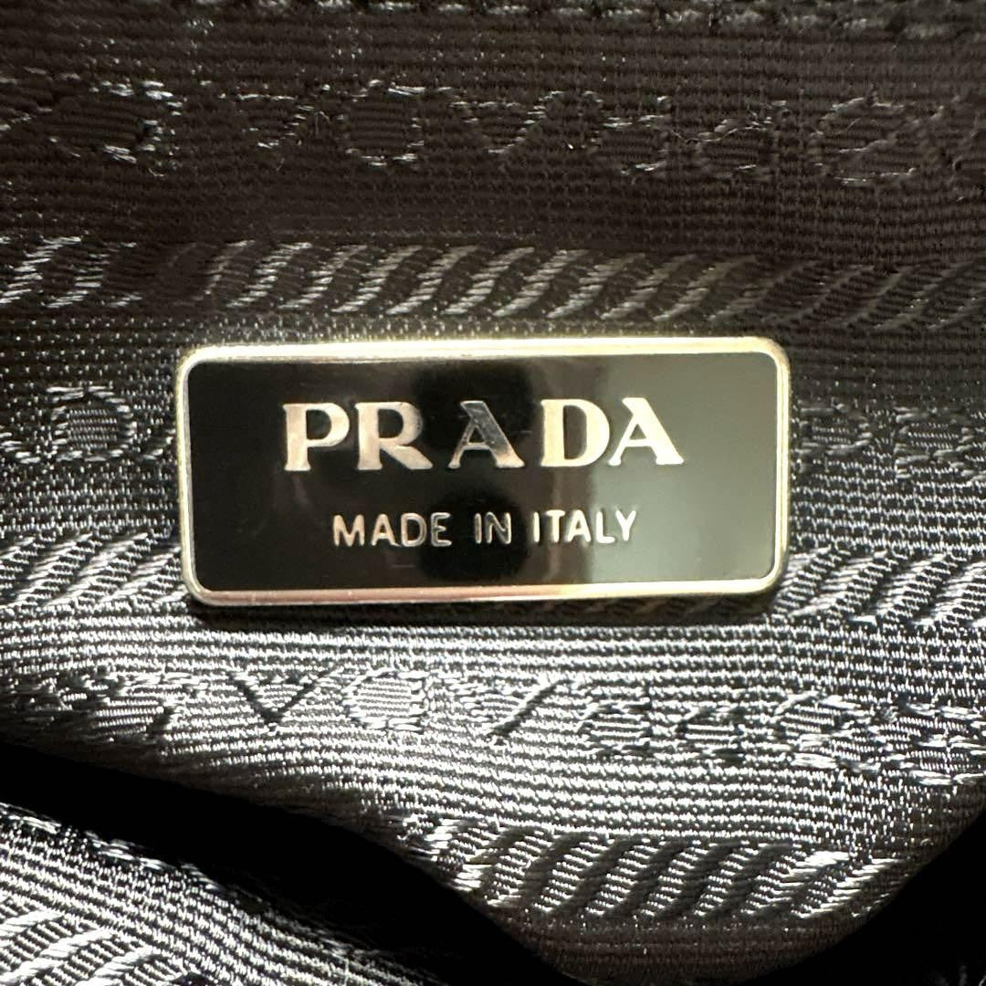 PRADA Shoulder Camera Bag Purse Logo Nylon Leather Black Authentic