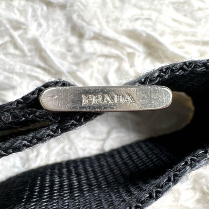 PRADA Shoulder Camera Bag Purse Logo Nylon Leather Black Authentic