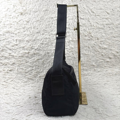 PRADA Shoulder Camera Bag Purse Logo Nylon Leather Black Authentic