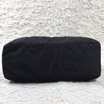 PRADA Shoulder Camera Bag Purse Logo Nylon Leather Black Authentic