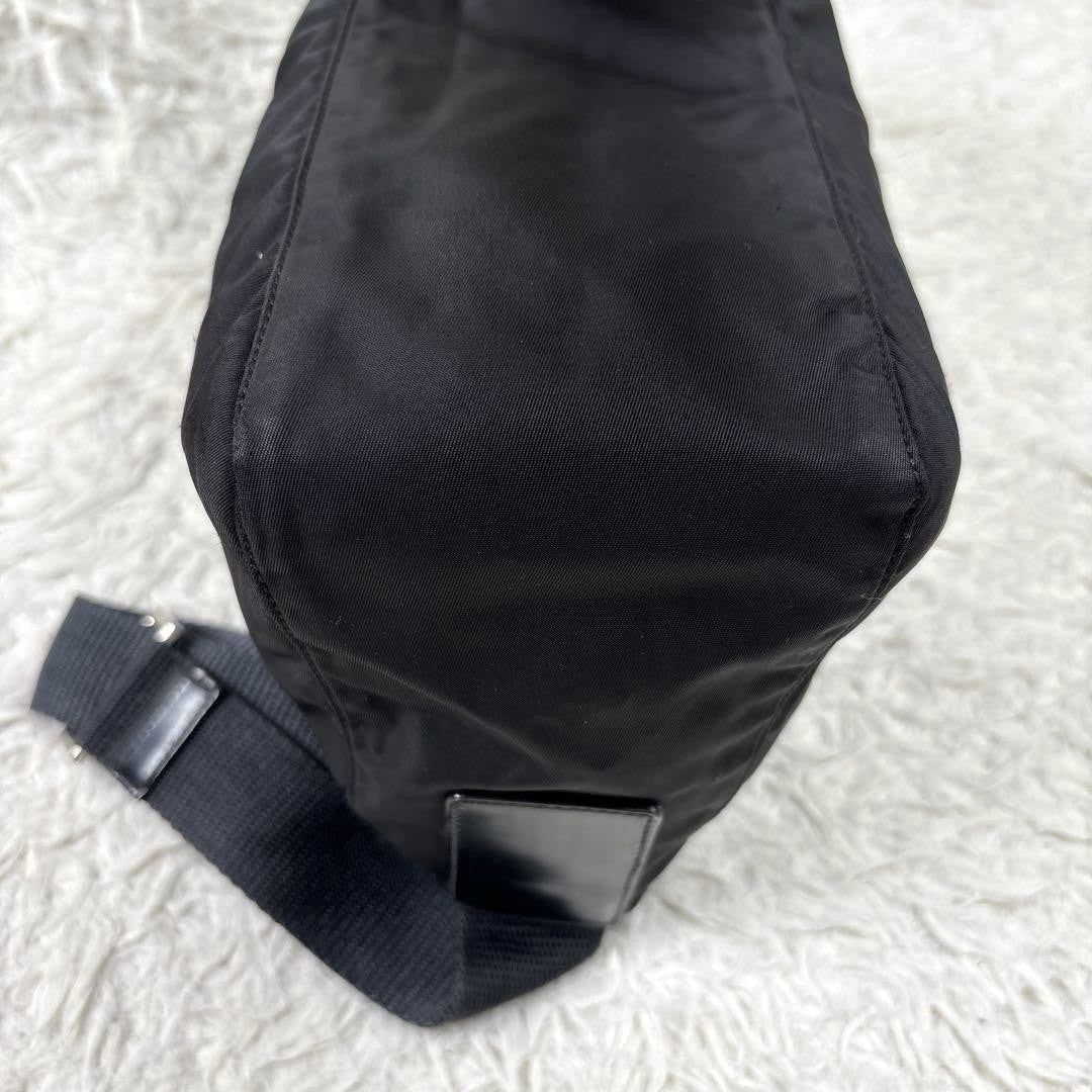PRADA Shoulder Camera Bag Purse Logo Nylon Leather Black Authentic