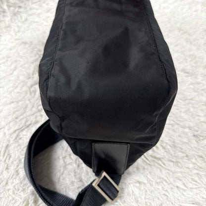 PRADA Shoulder Camera Bag Purse Logo Nylon Leather Black Authentic