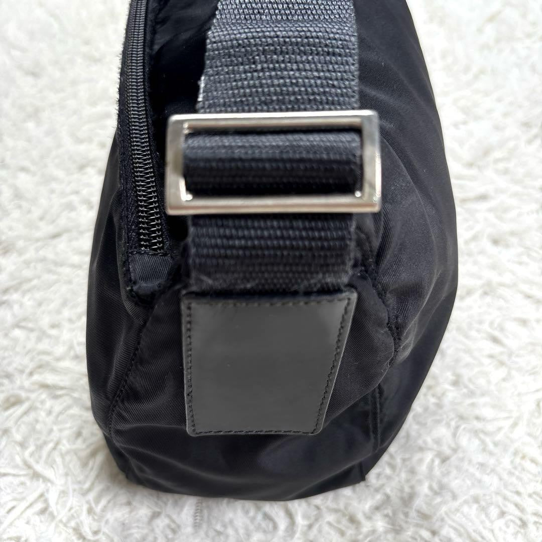 PRADA Shoulder Camera Bag Purse Logo Nylon Leather Black Authentic