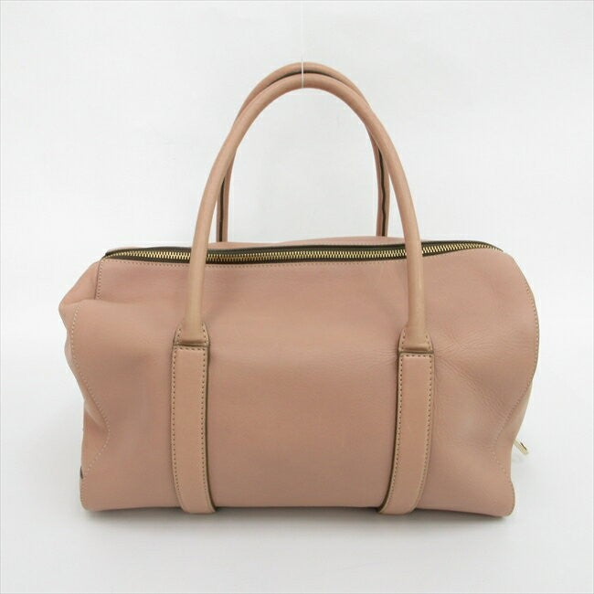 Chloe Hand Bag Tote Purse Leather Pink Beige Authentic