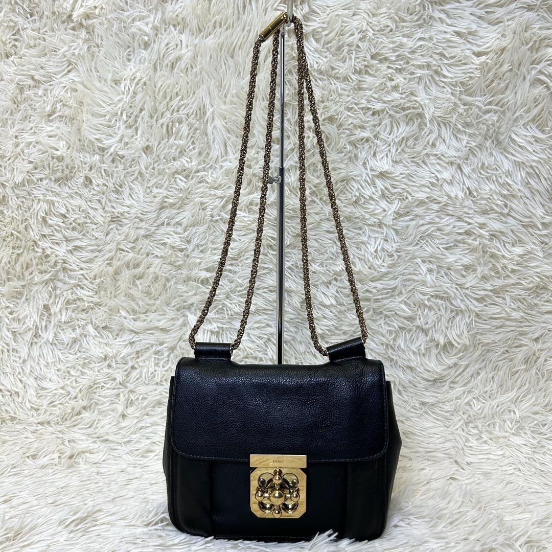 Chloe Shoulder Bag Purse 2way Elsie Leather Black Authentic