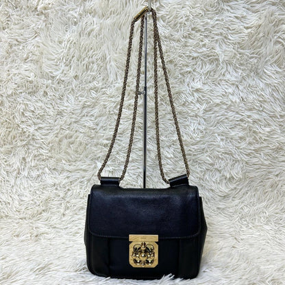 Chloe Shoulder Bag Purse 2way Elsie Leather Black Authentic
