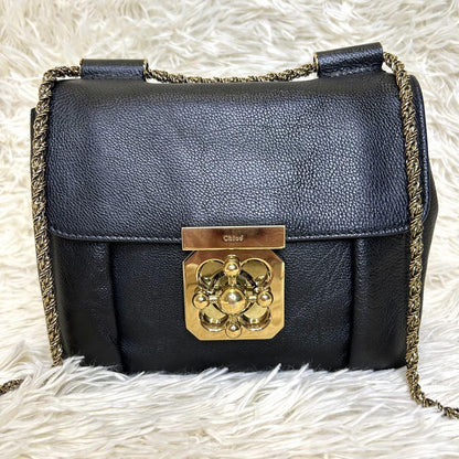 Chloe Shoulder Bag Purse 2way Elsie Leather Black Authentic