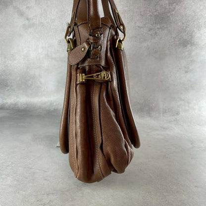 Chloe Hand Shoulder Bag Tote Purse 2way Paraty Leather Brown Authentic