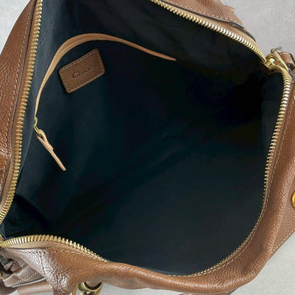 Chloe Hand Shoulder Bag Tote Purse 2way Paraty Leather Brown Authentic