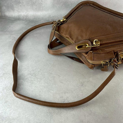 Chloe Hand Shoulder Bag Tote Purse 2way Paraty Leather Brown Authentic