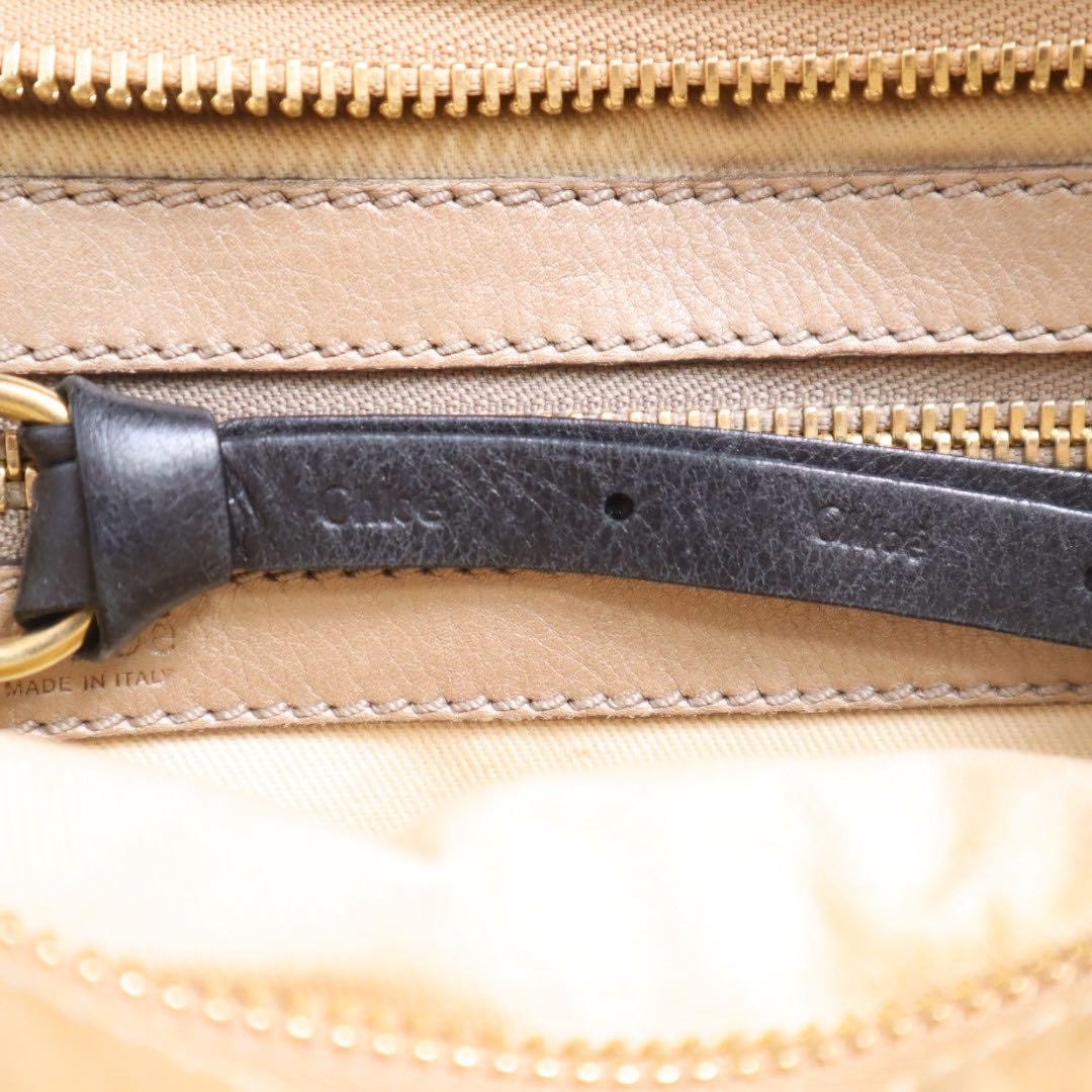 Chloe Hand Shoulder Bag Tote Purse 2way Leather Cream Beige Authentic