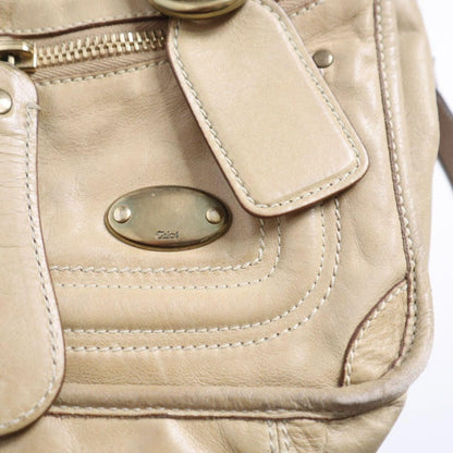 Chloe Hand Shoulder Bag Tote Purse 2way Leather Cream Beige Authentic