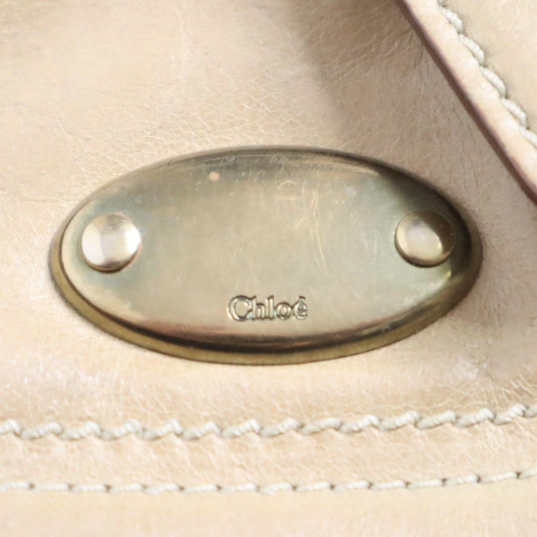 Chloe Hand Shoulder Bag Tote Purse 2way Leather Cream Beige Authentic
