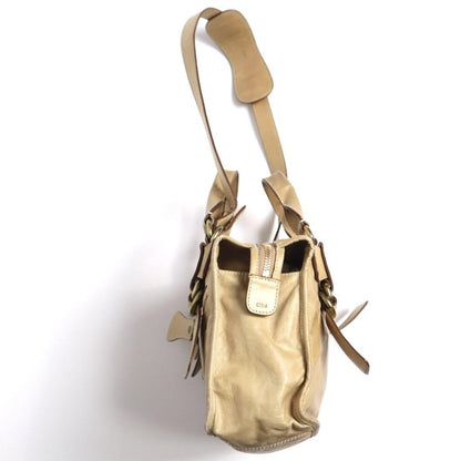 Chloe Hand Shoulder Bag Tote Purse 2way Leather Cream Beige Authentic
