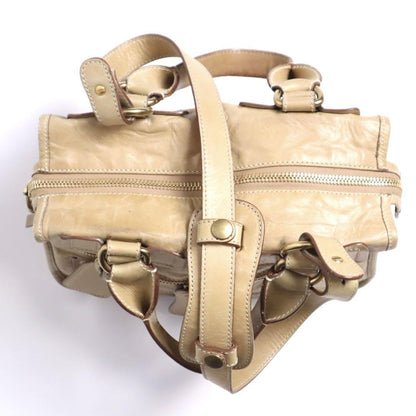 Chloe Hand Shoulder Bag Tote Purse 2way Leather Cream Beige Authentic