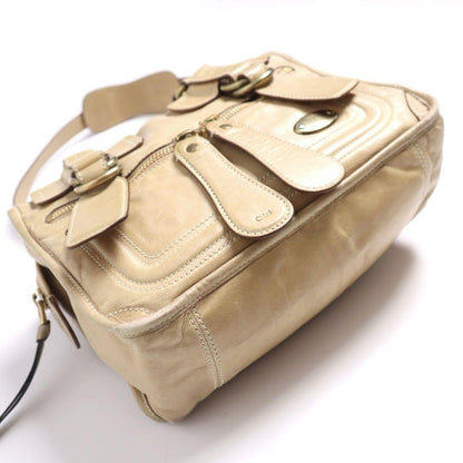 Chloe Hand Shoulder Bag Tote Purse 2way Leather Cream Beige Authentic