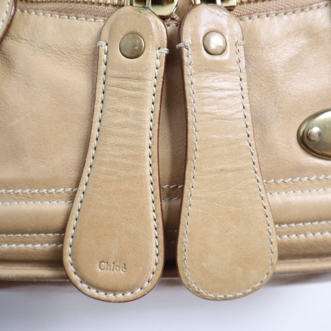 Chloe Hand Shoulder Bag Tote Purse 2way Leather Cream Beige Authentic