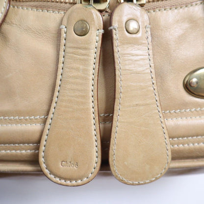 Chloe Hand Shoulder Bag Tote Purse 2way Leather Cream Beige Authentic
