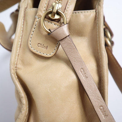 Chloe Hand Shoulder Bag Tote Purse 2way Leather Cream Beige Authentic