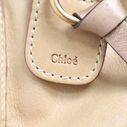 Chloe Hand Shoulder Bag Tote Purse 2way Leather Cream Beige Authentic