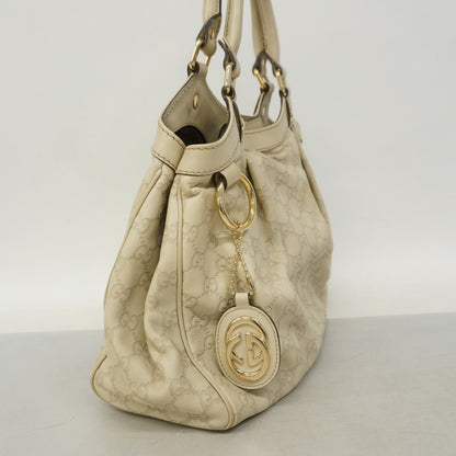 GUCCI Hand Bag Tote Purse Leather Beige Authentic
