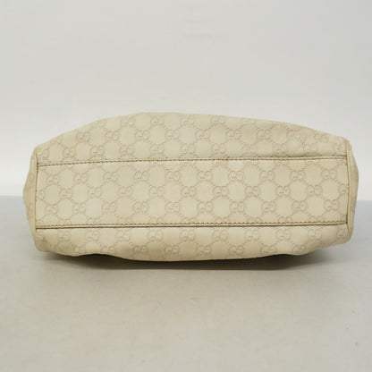 GUCCI Hand Bag Tote Purse Leather Beige Authentic