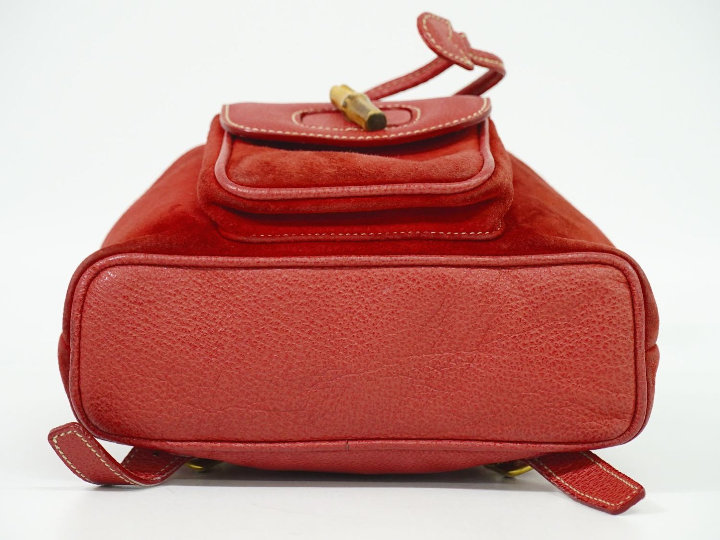 GUCCI Mini Backpack Bamboo Suede Leather Red Authentic