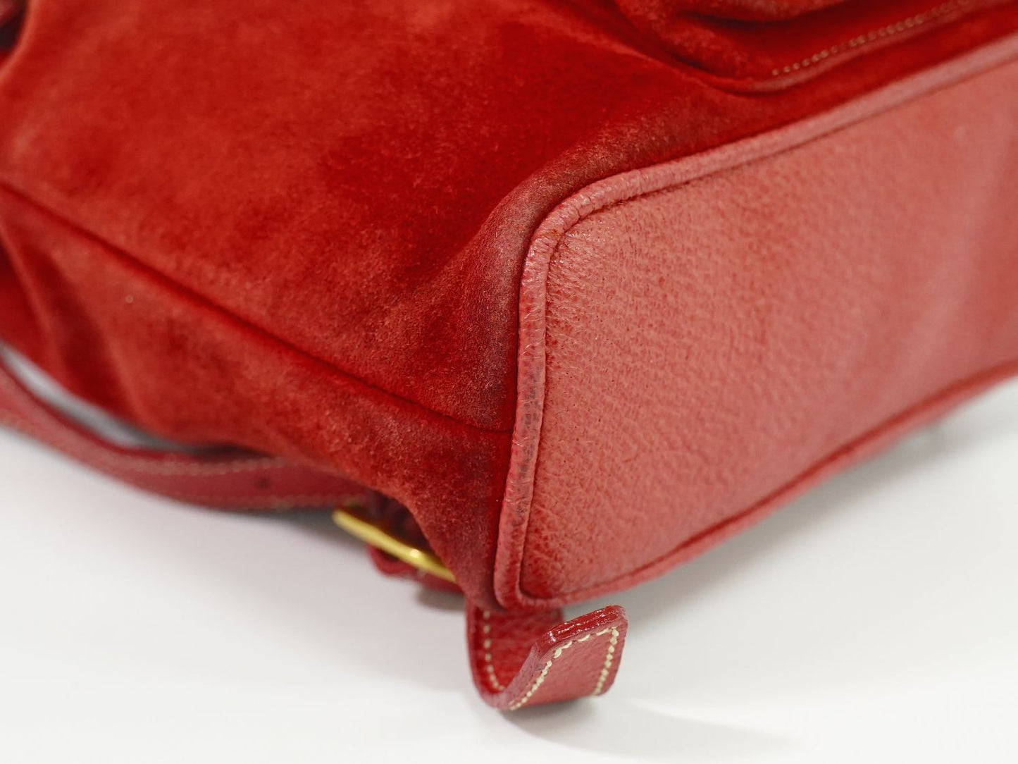 GUCCI Mini Backpack Bamboo Suede Leather Red Authentic