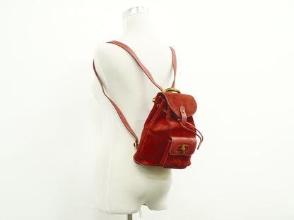 GUCCI Mini Backpack Bamboo Suede Leather Red Authentic
